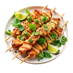 Grilled Chicken Skewers with Lime and Parsley Removed Background