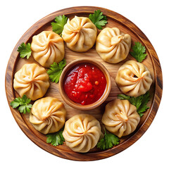 Delicious Momos with Tomato Sauce Removed Background