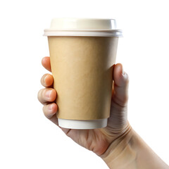 Brown Paper Coffee Cup with Transparent Background