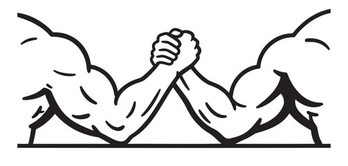 Arm wrestling icon featuring strong arms in competition, minimalist design