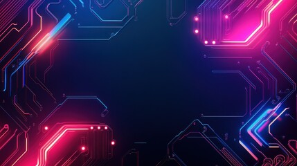 Obraz premium Abstract circuit board neon design