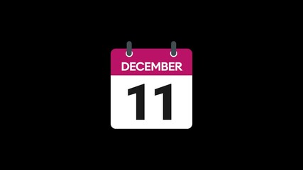 11 December in calendar animation without background