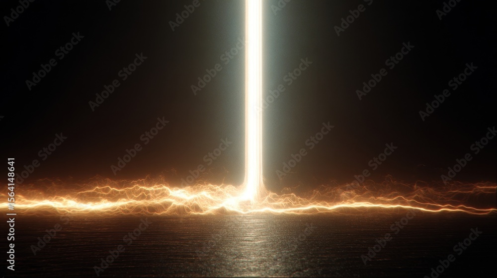 Poster a stark glowing vertical line of light slices down the middle of the screen surrounded by a textured