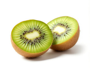 Fresh Kiwi Fruit Sliced on White Background