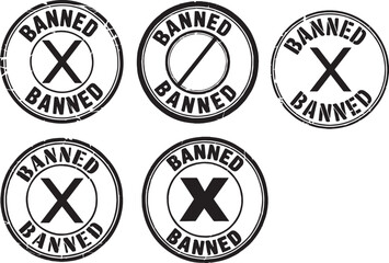Obraz premium banned set of rubber stamps design seal grunge