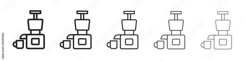 Poster cold pressed juicer icon design in thin editable stroke style for graphic work