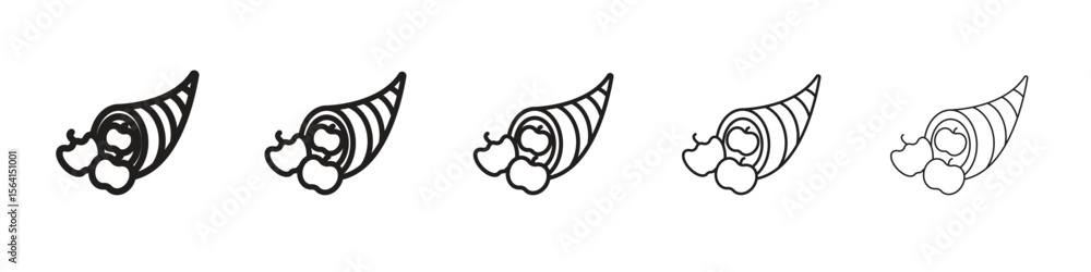 Poster cornucopia icon design in thin editable stroke style for graphic work
