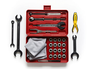 Toolbox with Assorted Tools: Wrenches, Screwdrivers, and More