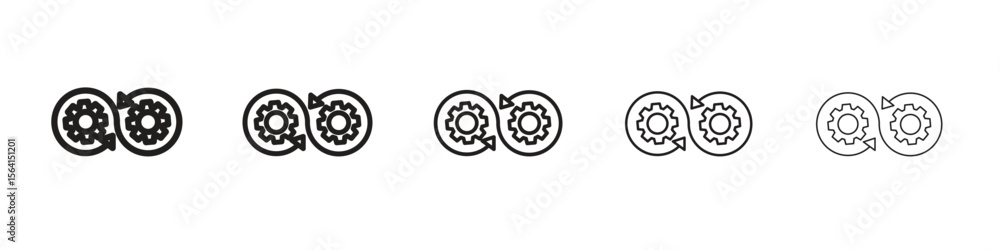 Poster devops icon design in thin editable stroke style for graphic work