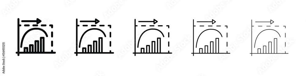 Poster diminishing returns icon design in thin editable stroke style for graphic work