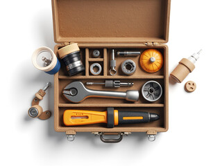 Toolbox with Assorted Tools: Wrenches, Screwdrivers, and More