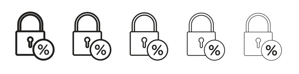 Fixed rate mortgage icon design in thin editable stroke style for graphic work