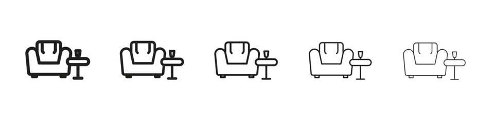 Fototapeta premium Lounge icon design in thin editable stroke style for graphic work