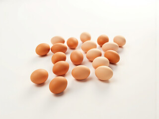 Fresh Brown Eggs on White Background