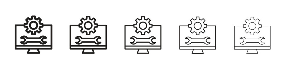 Software Engineering icon design in thin editable stroke style for graphic work