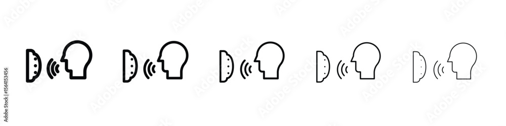 Poster voice control icon design in thin editable stroke style for graphic work