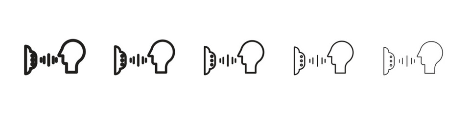 Voice control icon design in thin editable stroke style for graphic work