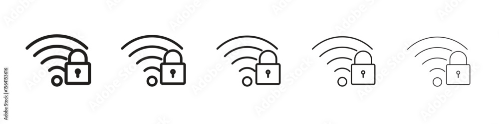 Poster wifi security icon design in thin editable stroke style for graphic work