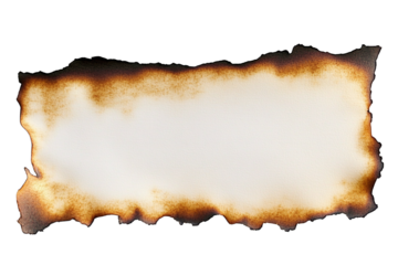 Burnt paper texture on transparent background ideal for grunge style designs and creative concepts
