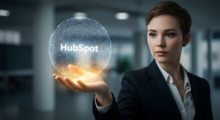 HubSpot crm platform for business growth. Inbound marketing and sales automation software. Customer relationship management and service technology solution concept