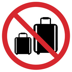 No oversized baggage sign, prohibitive tone, displaying luggage on a red background
