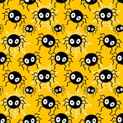 Cartoon monsters seamless Halloween spider pattern for wallpaper and fabrics and textiles and packaging and linens