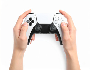 Hands Holding Modern Wireless Game Controller