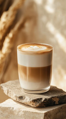 Latte macchiato in a glass