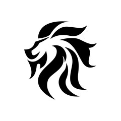 スタイリッシュなライオンのシルエットロゴ（モノクロ）