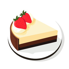 My A Simple flat 2D illustration cheesecake isolated on transparent background, vector, flat design, animation design, simple flat 2D icon, clipart, flat 2D vector, design by me