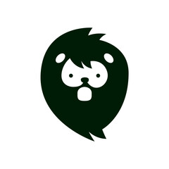 ゆるかわライオンのキャラクターロゴ（フラットデザイン）