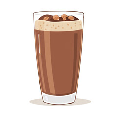 My A Simple flat 2D illustration chocolate milk glass isolated on transparent background, vector, flat design, animation design, simple flat 2D icon, clipart, flat 2D vector, design by me