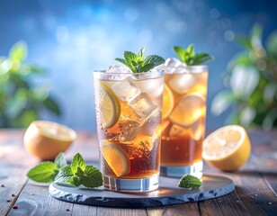 Fototapeta premium Refreshing Iced Tea with Frosty Glass