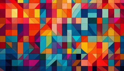 Obraz premium abstract geometric mosaic vibrant colors perfect tiling square lines repeat