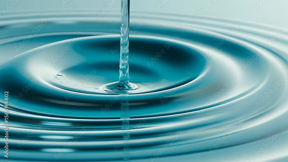 Poster rippling water: captivating image showcasing a close-up view of water droplets creating concentric c