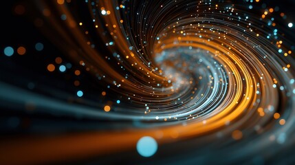 Dynamic Spiral Cosmos with Illuminated Particles in Vibrant Colors