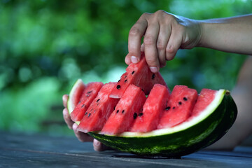 watermelon in hands