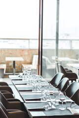 Elegant Restaurant Table Setting with Sea View