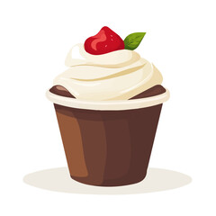 My A Simple flat 2D illustration coco pudding cup isolated on transparent background, vector, flat design, animation design, simple flat 2D icon, clipart, flat 2D vector, design by me. vector