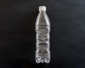 Empty Plastic Water Bottle on Black Background