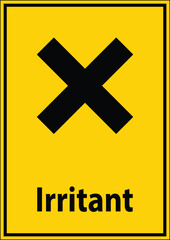 Obraz premium Warning Sign for Irritants with Bold Black Symbol on Yellow Background