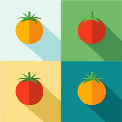 My A Simple flat 2D illustration tomato whole isolated on transparent background, vector, flat design, animation design, simple flat 2D icon, clipart, flat 2D, design by me. My vector