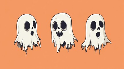 Obraz premium three cartoon ghosts with eyes and mouths