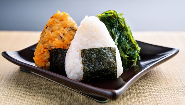 japanese food onigiri rice ball onigiri japanese rice ball with nory seaweed various taste asian rice food japanese fast food