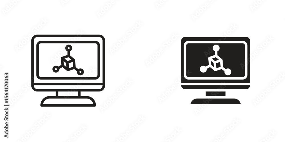 Poster computer simulation icon design illustrations. editable web icons