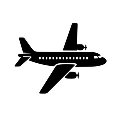 Black Propeller Airplane Silhouette Icon
