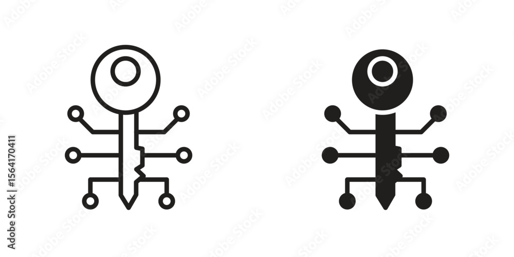 Poster digital key icon design illustrations. editable web icons