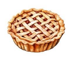 Apple pie watercolor illustration isolated on transparent background. Perfect for baking, Thanksgiving, or comfort food branding.