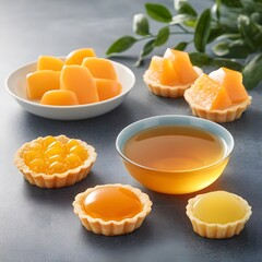 Delicious Orange Mini Tarts with Tea, Sweet Treats Photography