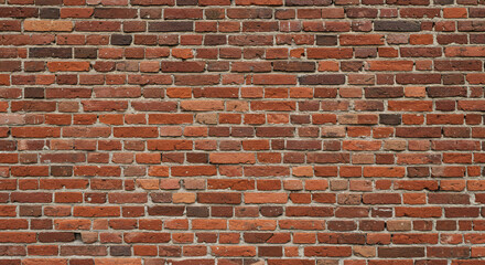 Old brick wall with weathered texture and rough surface details, realistic aged red bricks in a rustic architectural style
